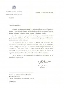 Carta de respuesta del Papa Francisco